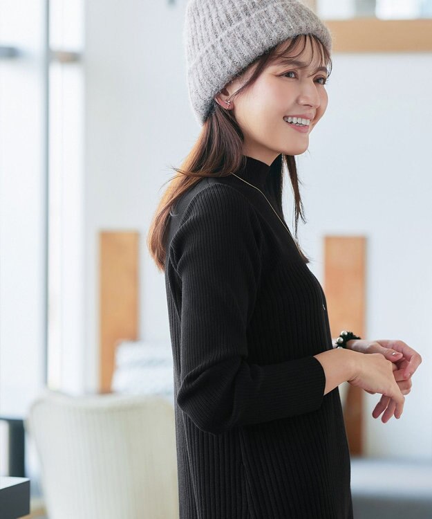 Tiaclasse 【安田美沙子さん着用・新色・XSサイズ追加】リブ切替ニットワンピース ブラック