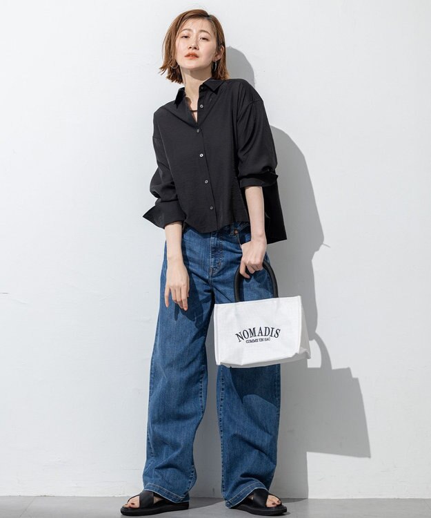 23区 【接触冷感】23区DENIM サマー ストレート ワイド パンツ ウォッシュドブルー系