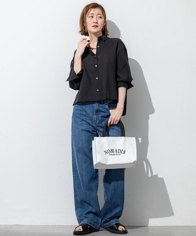 23区 【接触冷感】23区DENIM サマー ストレート ワイド パンツ ウォッシュドブルー系