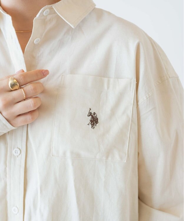 WEGO 【25年秋新色登場★】U.S. POLO ASSN.別注ロングスリーブシャツ ホワイトアイボリー
