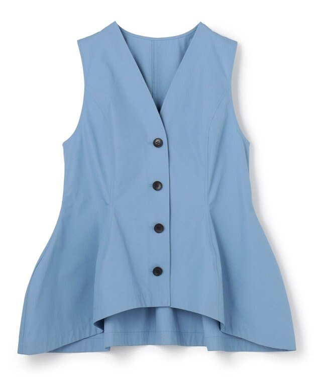 uncrave コットンクロスプレーン ペプラムジレブラウス サックス