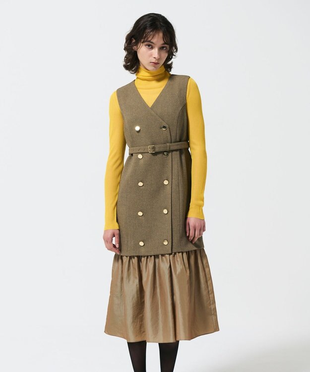 GRACE CONTINENTAL カルゼコンビジレワンピース キャメル