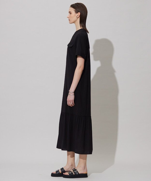 ICB L 【接触冷感・UVカット・洗える】 T/Rドライリネン ワンピース ブラック系