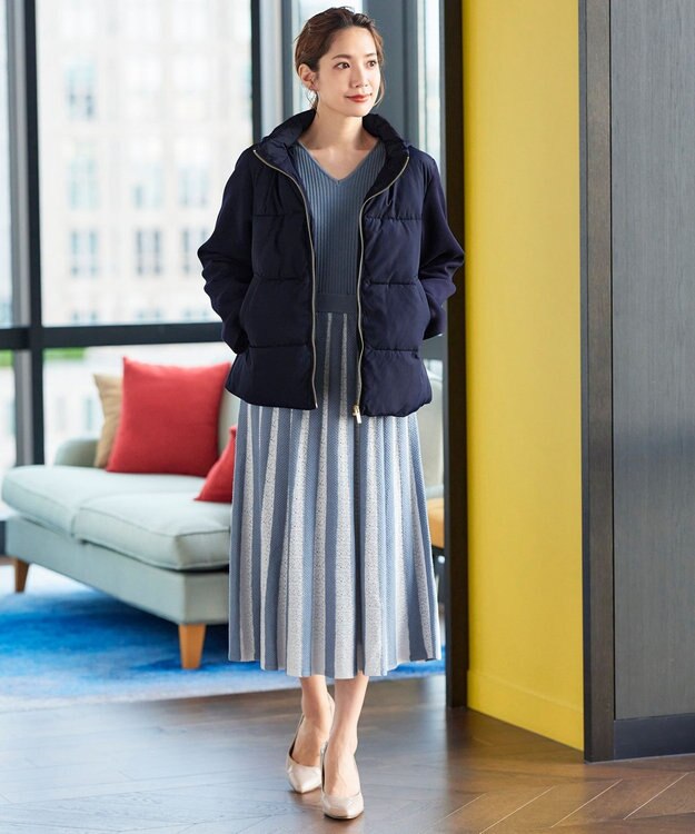 Tiaclasse ファイバーダウン×ダンボール異素材ショートコート ネイビー