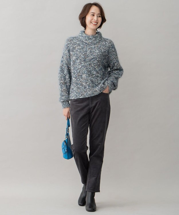 自由区 【洗える】リブレスコール ストレートパンツ グレー系