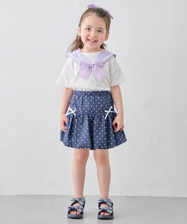 ANY KIDS 【洗濯機可能】バルーン ドットスカート ネイビー