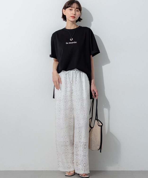 23区 【先行予約】メッシュコンビ ポーチ付き トートバッグ ベージュ×ブラック