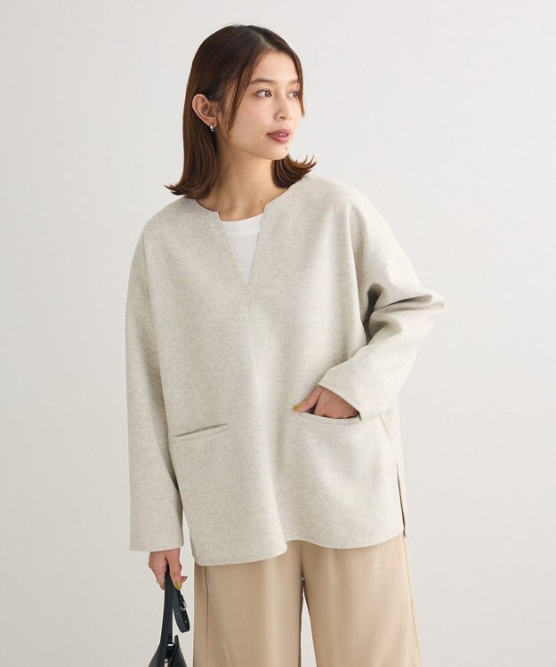 Green Parks 圧縮ポンチキーネックプルオーバー Ivory