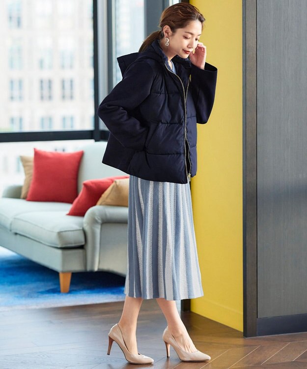 Tiaclasse ファイバーダウン×ダンボール異素材ショートコート ネイビー