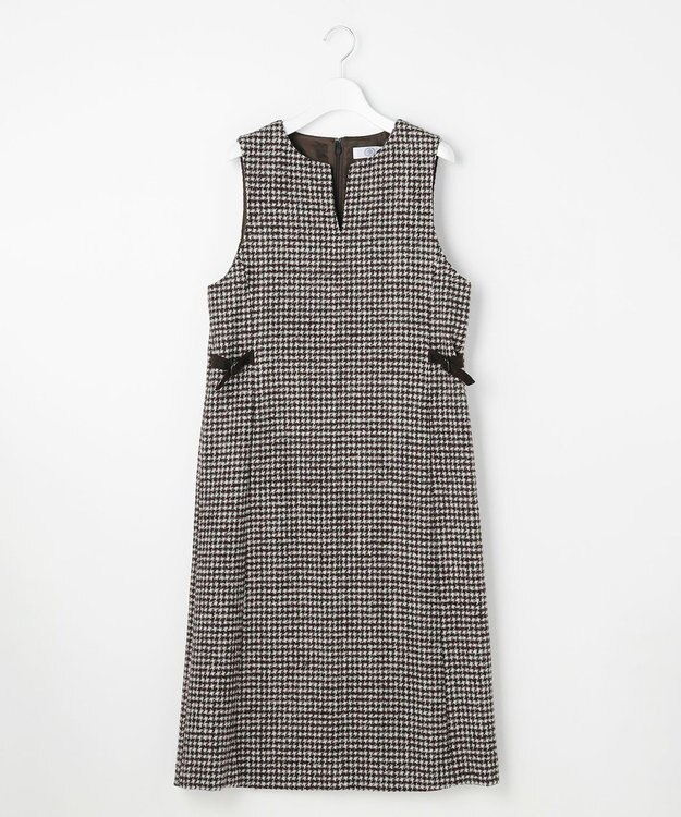 J.PRESS LADIES S ウールシルク ハウンドトゥース ジャンパースカート ブラウン系