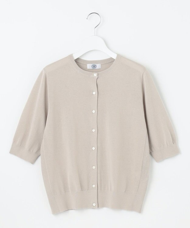 J.PRESS LADIES 【洗える・抗菌防臭】コットンアセテート クルーネック カーディガン ベージュ系