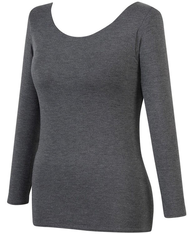 Wing カップ付きインナー あったか素材 ブラトップ ラク きれいなバストシルエット 【シンクロブラトップ  保温タイプ】 8分袖 長袖 秋 冬 ET1864 ウイング／ワコール ダークブラウン