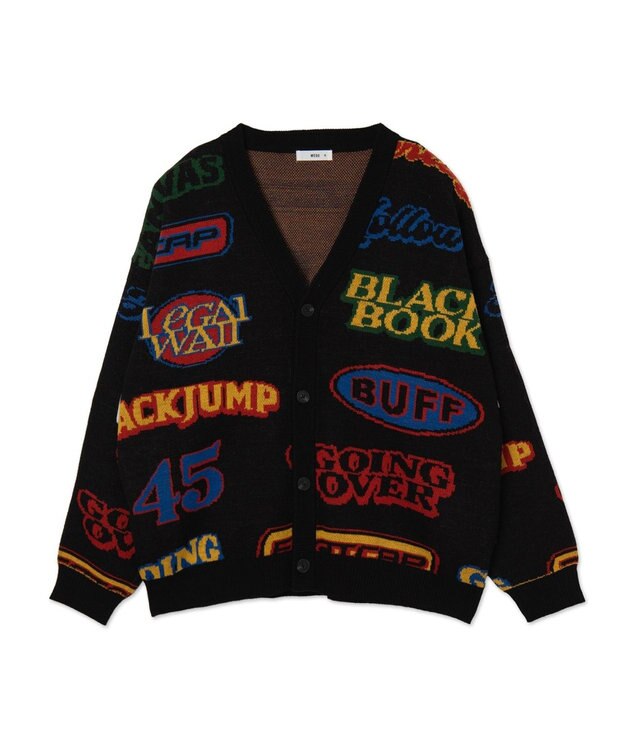 WEGO リラックスフィットパターンカーディガン ブラック