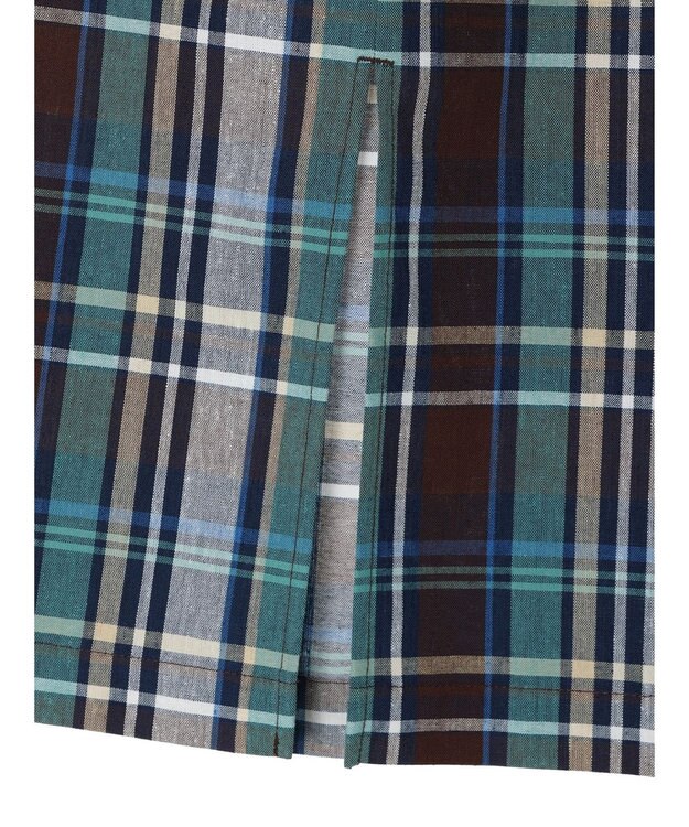 Green Parks 綿麻混イージータイトスカート Check Brown