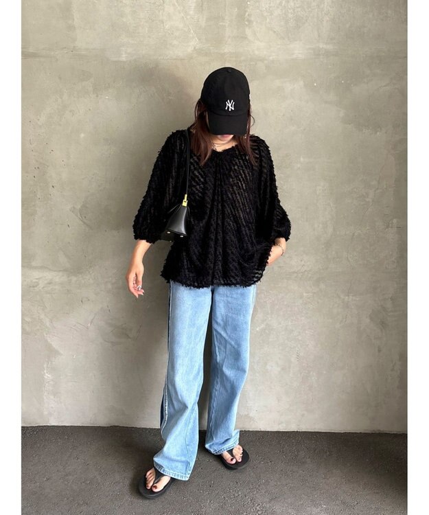 Green Parks AnriettMusee カットジャガードタックブラウス Black