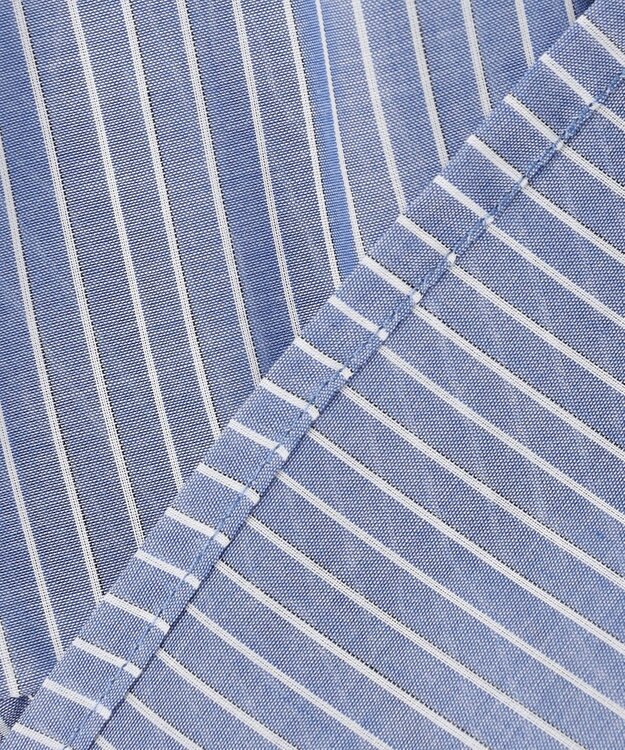 ANY L 半袖ティアードブラウス ネイビー×ストライプ