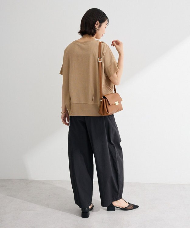 Green Parks シアーリブ切替楊柳プルオーバー Beige