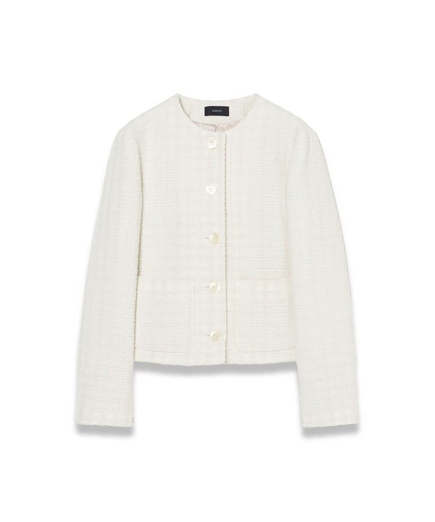 JOSEPH 【WEB&OUTLET限定】ツイスティングツウィード　ノーカラージャケット Ivory