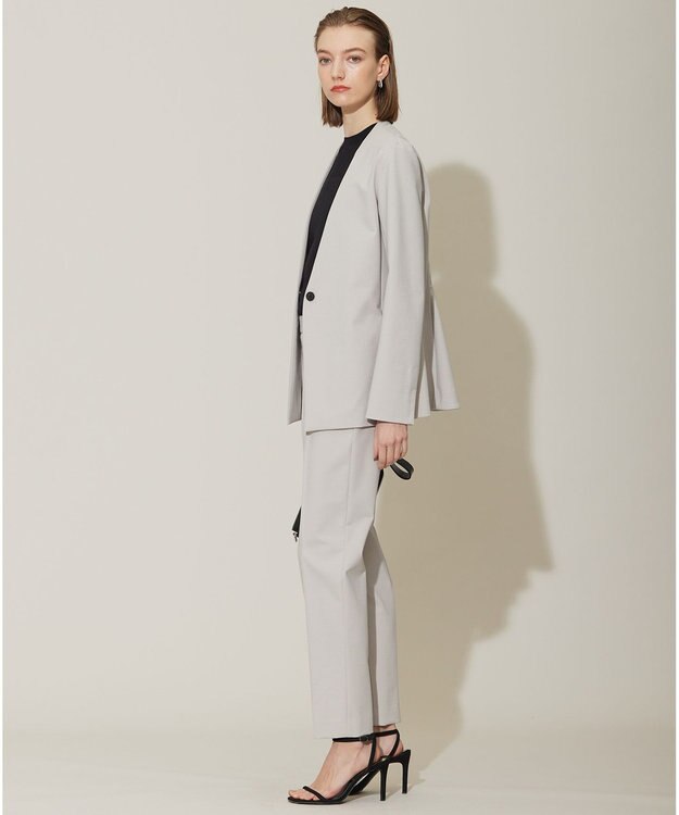 ICB 【洗える】コットンコンプレッシャー ノーカラージャケット トープ系