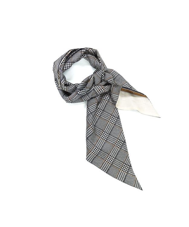 Marca ＜秋の新色！＞【Marcaオリジナル】ベルト＆グレンチェック剣先  シルクツイル 剣先スカーフ ネイビー×オフ