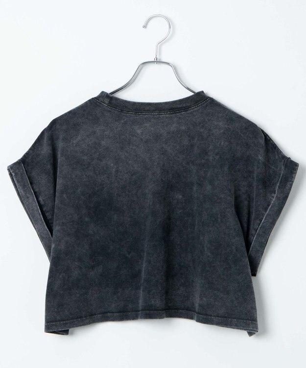 WEGO 【洗える】ヴィンテージウォッシュロールアップショートTシャツ スミクロ