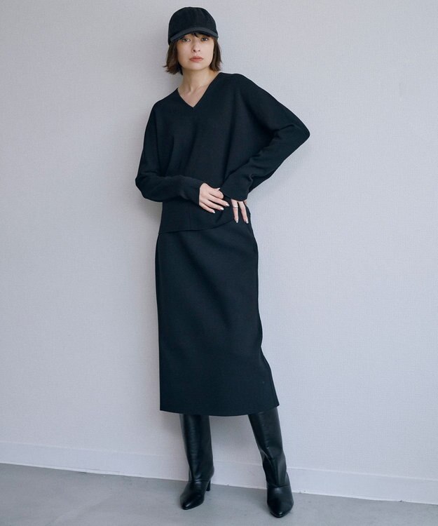 ICB 【洗える】 クロスコンビ Vネックプルオーバー ブラック系