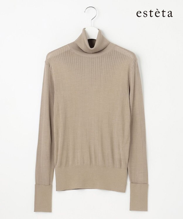23区 【エステータ】シルクリブ タートルニット セージ