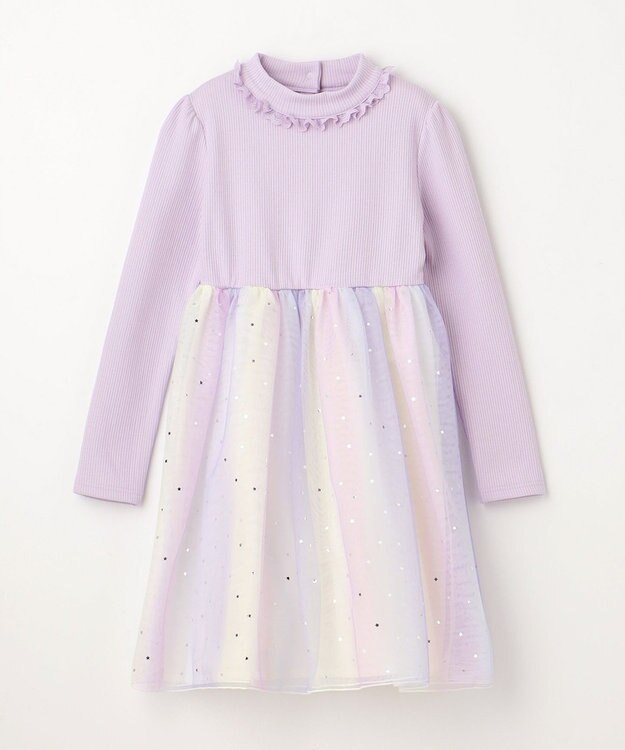 ANY KIDS ドッキング チュール ワンピース ラベンダー×レインボー