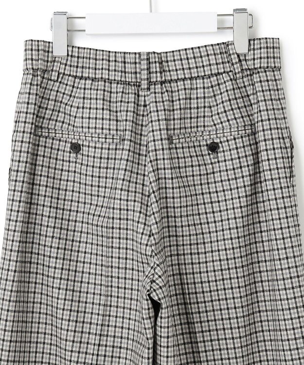 23区 L ウールミルドストレッチチェック ワイドパンツ モノトーンチェック