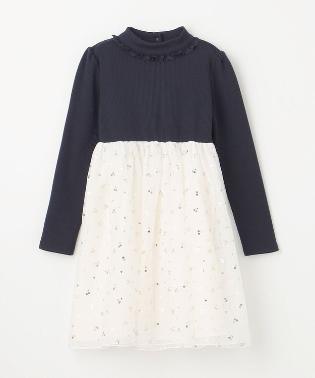ANY KIDS ドッキング チュール ワンピース ネイビー×ホワイト