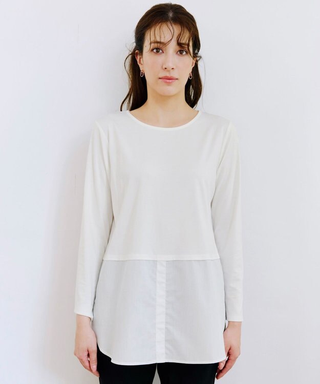 Tiaclasse 【安田美沙子さん着用・選べる裾】 レイヤードヘムカットソーTシャツ オフ×オフ裾シャツ