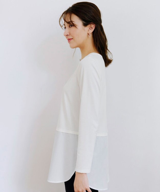 Tiaclasse 【安田美沙子さん着用・選べる裾】 レイヤードヘムカットソーTシャツ オフ×オフ裾シャツ