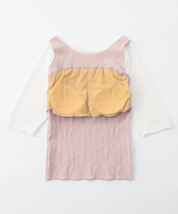 Chacott カップ付きレイヤードニットトップ グレージュ