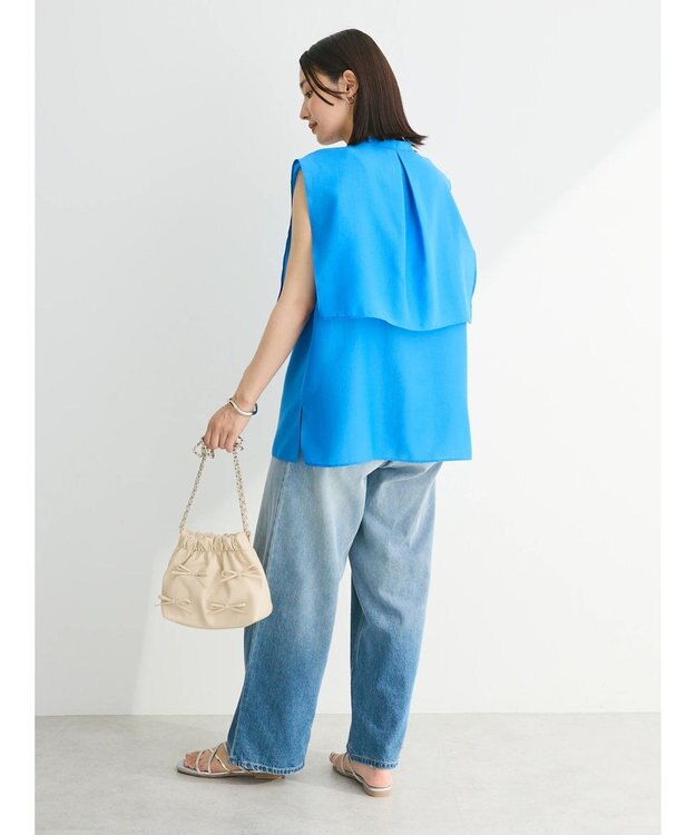 Green Parks レイヤードノースリーブブラウス Blue