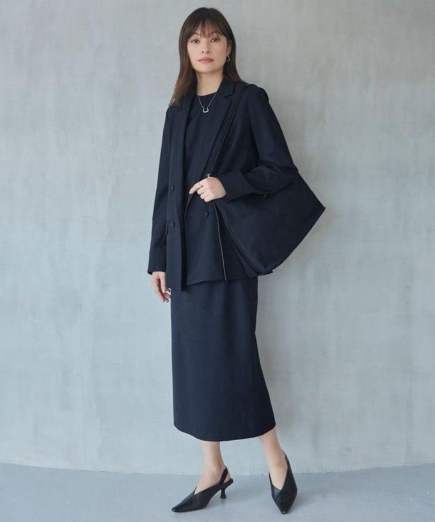 ICB L 【接触冷感・UVケア・撥水・洗える】 LooseWeave ノースリーブワンピース ネイビー系