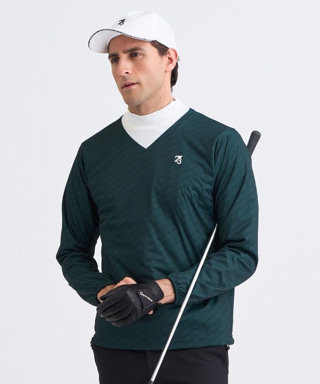 23区GOLF 【MEN】エアリージャージストレッチプルオーバー フェイクレイヤード ダークグリーン系5