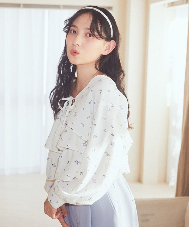 earth music&ecology ティアードアンサンブルブラウス Ivory