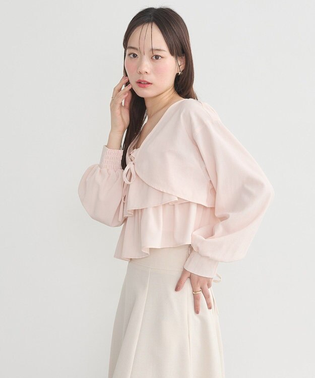 earth music&ecology ティアードアンサンブルブラウス Pink