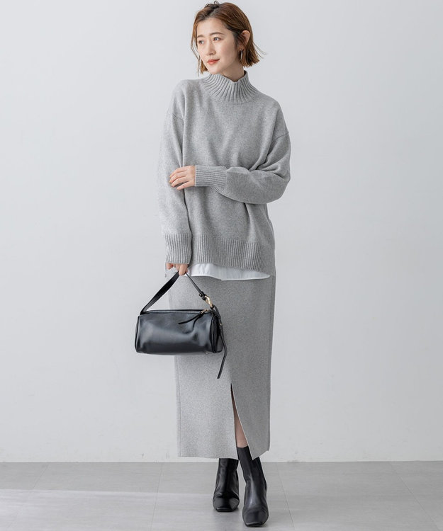 23区 S 【見上愛さんコラボカラー/Oggi掲載】カシミヤブレンド ハイネック ニット ライトグレー系