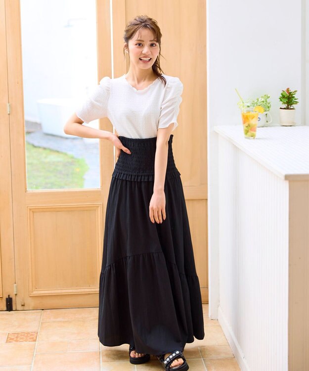 Feroux シャーリングデザイン 3WAYキャミドレス ブラック系