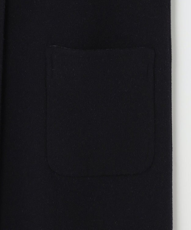 J.PRESS LADIES S 【リバーシブル】ウールナイロン リバーチェック ノーカラー ロングコート ネイビー系