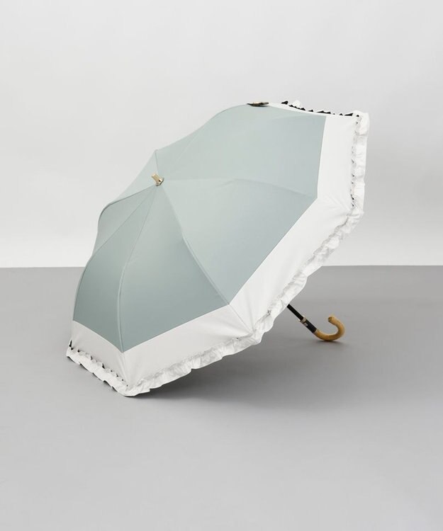 AURORA Beaurance （ビューランス）バイカラーフリル晴雨兼用パラソル（折りたたみ傘） ミントグリーン