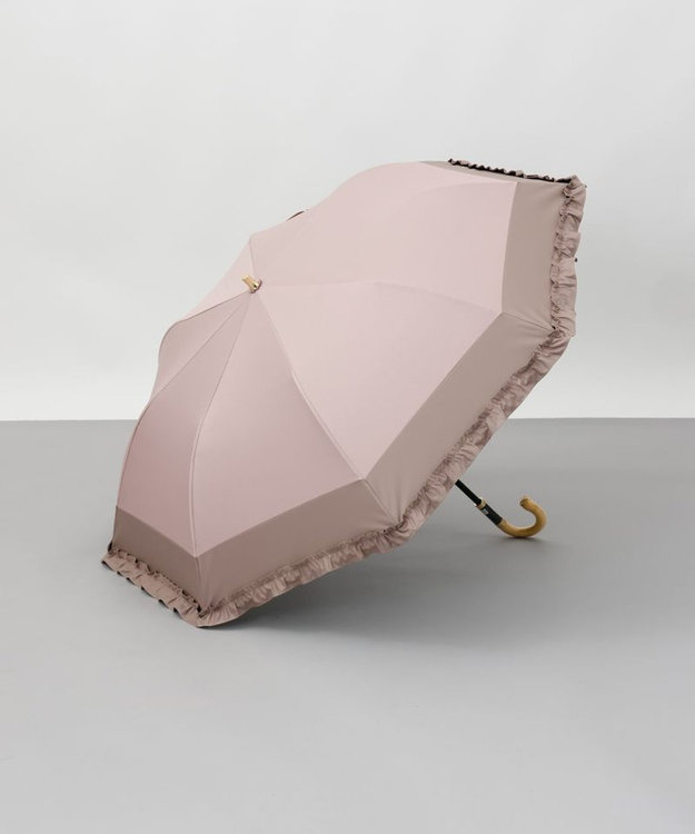 AURORA Beaurance （ビューランス）バイカラーフリル晴雨兼用パラソル（折りたたみ傘） ピンク