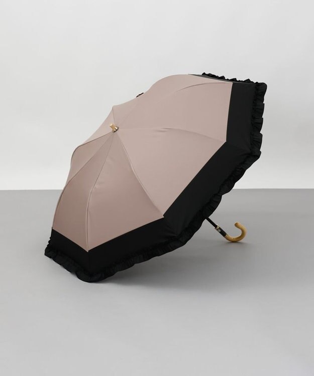 AURORA Beaurance （ビューランス）バイカラーフリル晴雨兼用パラソル（折りたたみ傘） ベージュ