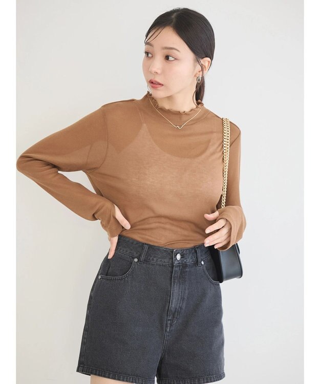 earth music&ecology シアーリブプルオーバー Camel