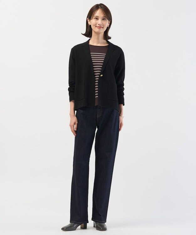 J.PRESS LADIES VIGODA テーラード ニット ジャケット ブラック系