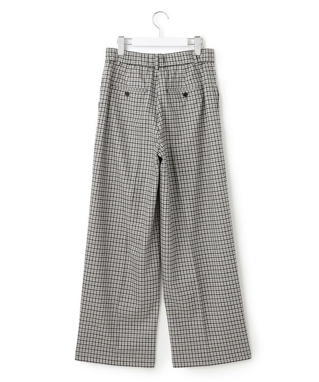 23区 L ウールミルドストレッチチェック ワイドパンツ モノトーンチェック