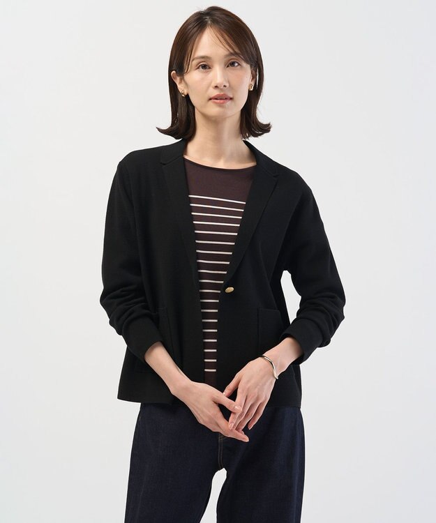 J.PRESS LADIES VIGODA テーラード ニット ジャケット ブラック系