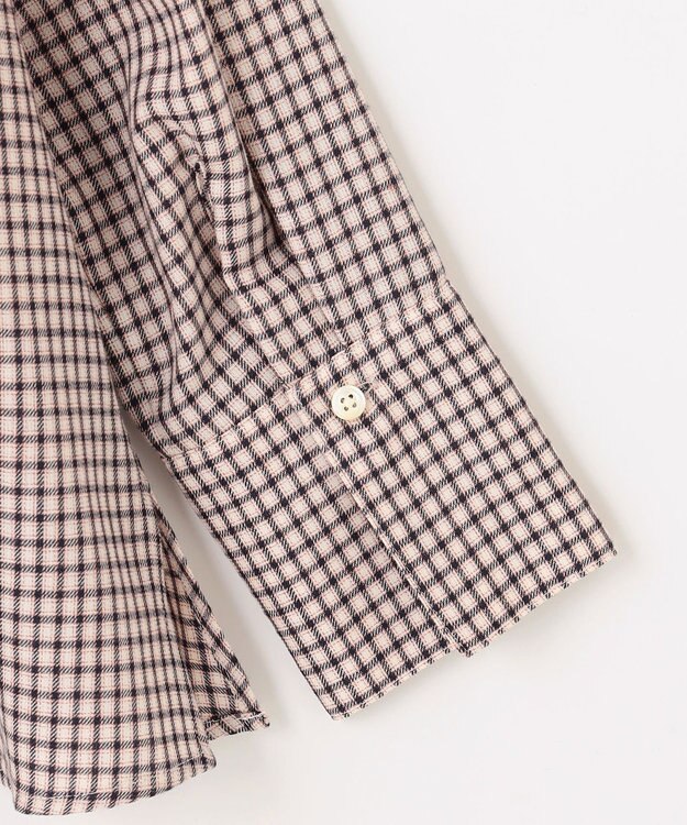 J.PRESS LADIES サイロチェック スキッパー ブラウス アイボリー×ネイビー×ピンク系