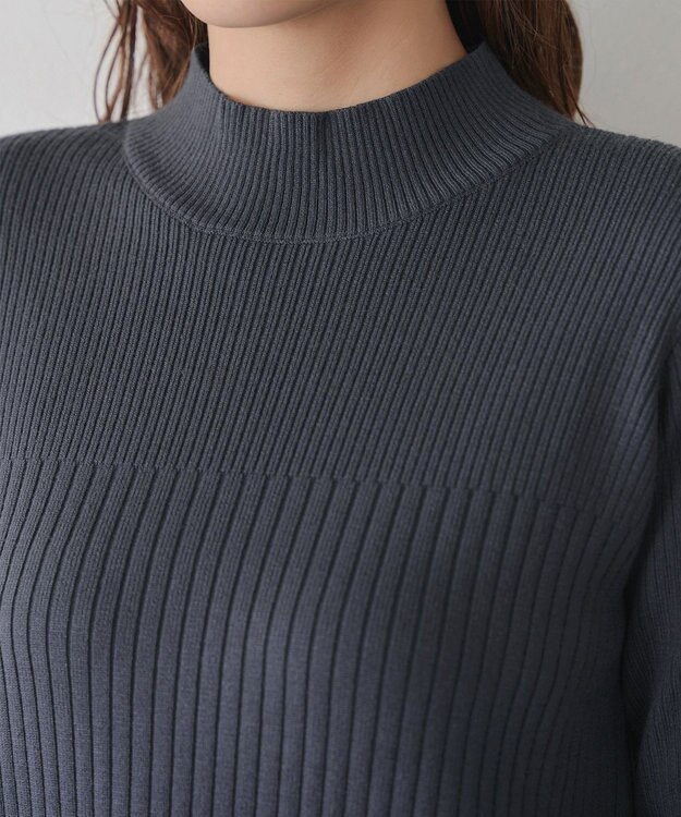 Tiaclasse 【安田美沙子さん着用・新色・XSサイズ追加】リブ切替ニットワンピース チャコールグレー